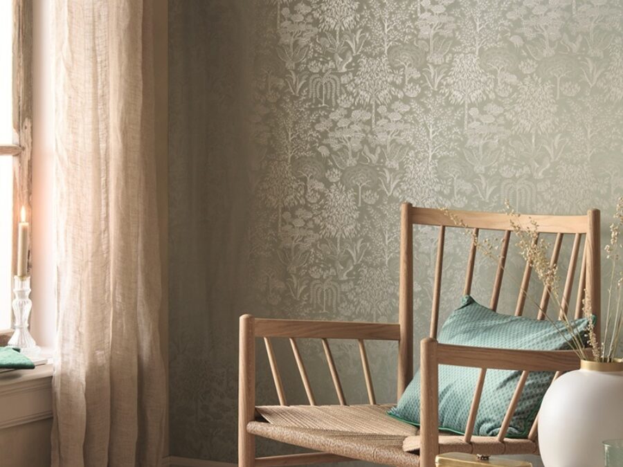 Lichtgroen behang met natuurlijk dessin: Behang Eijffinger Pip Studio