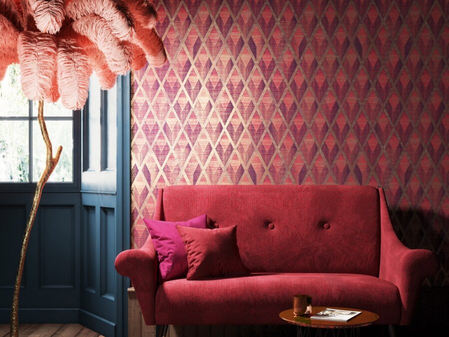 Behang in de woonkamer van het merk Masureel uit de collectie Cabinet of Curiosities