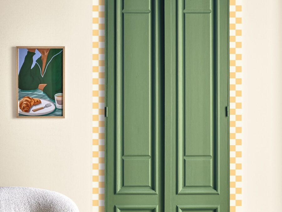 Een sierborder om de deur voor een speels effect - het merk Caselio uit de collectie Checks Border