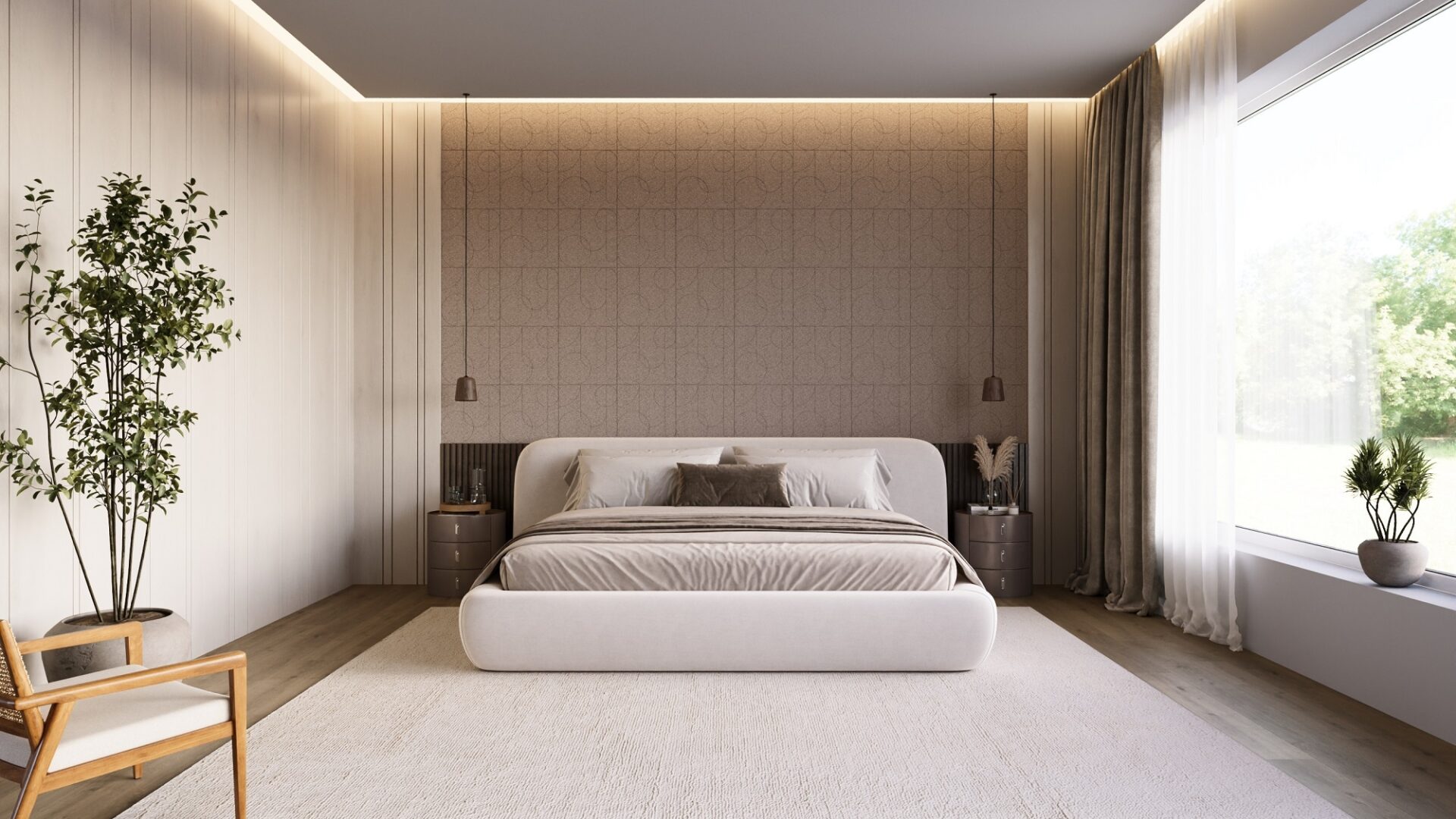 Akoestische viltpanelen in de slaapkamer bij Thuisin