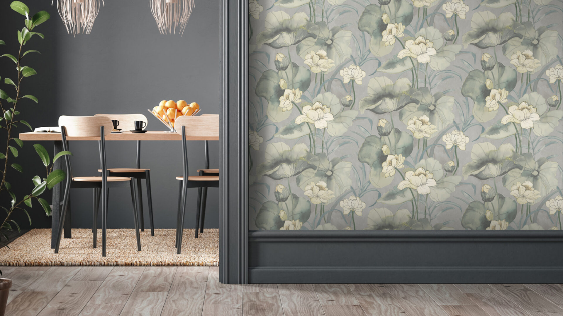 Behang Spits Dutch Wallcoverings Designology Waterlily silver
