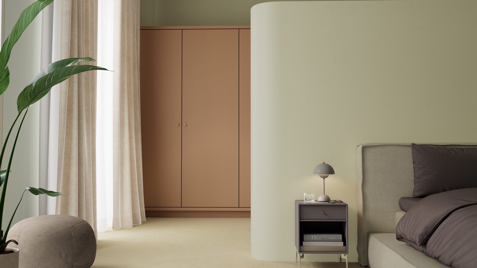 Slaapkamer in beige en grijstinten voor rust en ontspanning