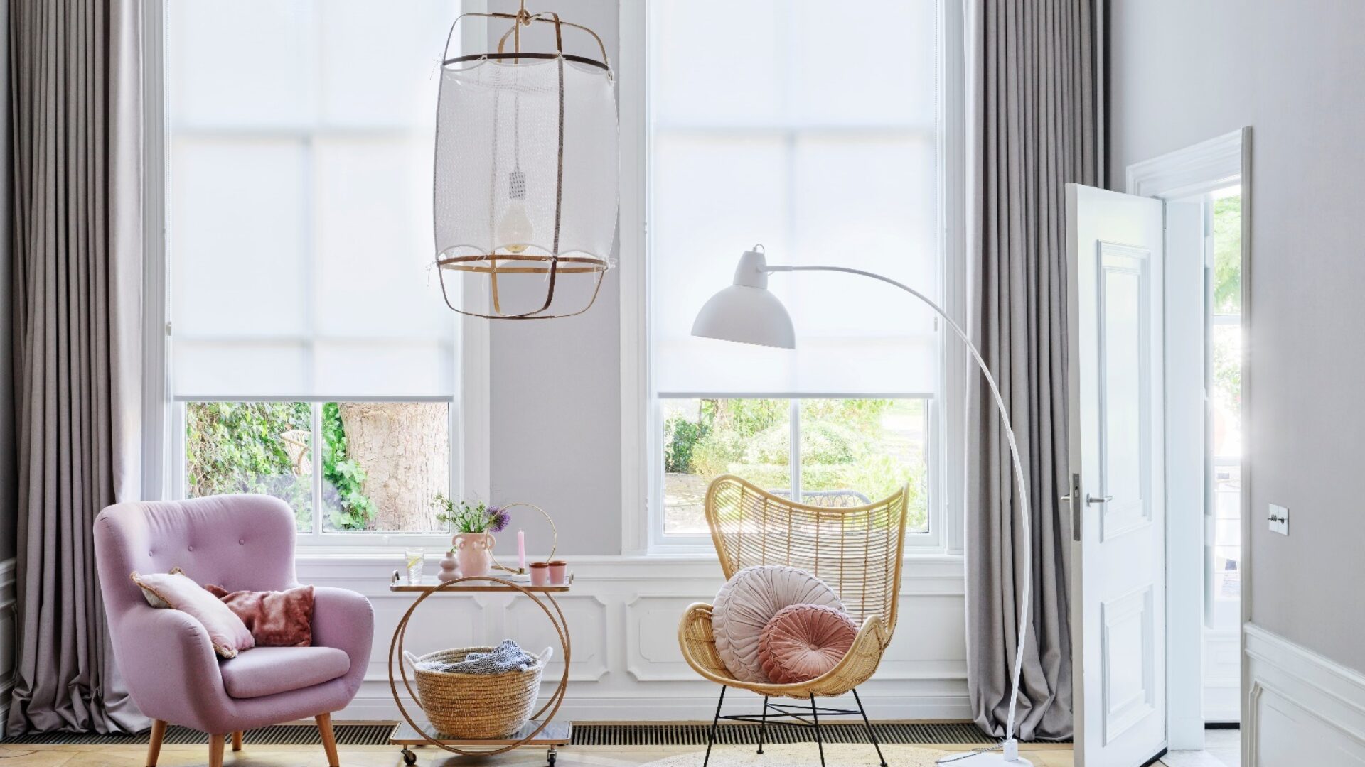 Rolgordijn Thuisin Excellent wit woonkamer