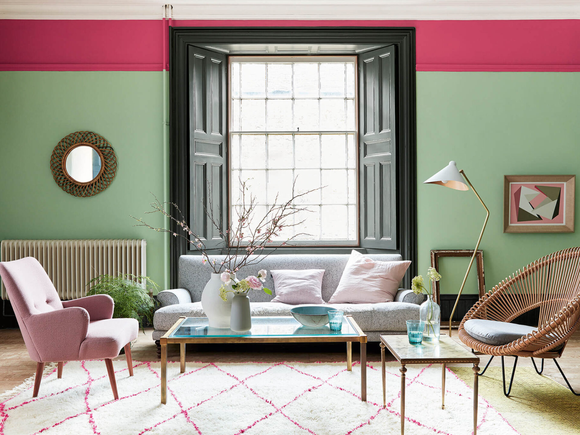 Little Greene Verf woonkamer Pea Green 91 Leather 191