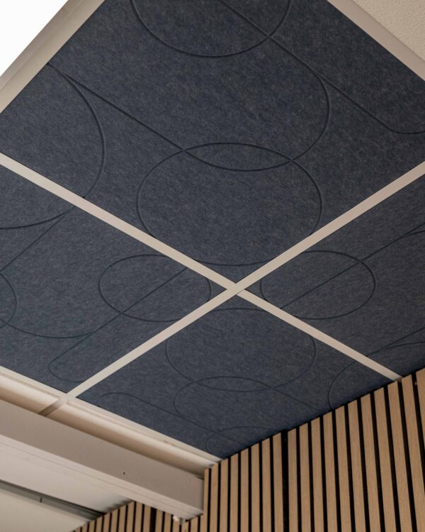 Viltpanelen voor het plafond voor een goede akoestiek