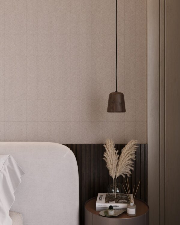 Beige viltpanelen voor in de slaapkamer - viltpanelen van Akuvilt bij Thuisin