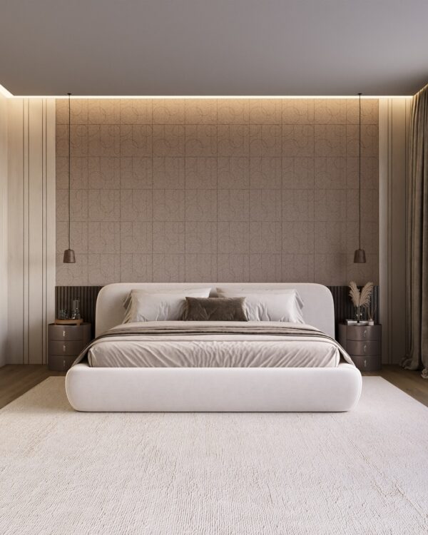 Akoestische viltpanelen in de slaapkamer bij Thuisin