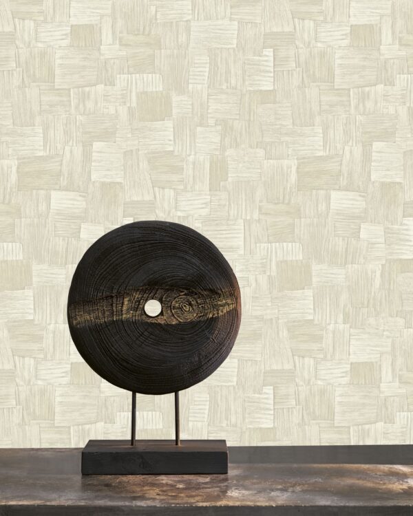 Naturelkleurig behang van Casadeco Dura Naturel Babylon op de muur