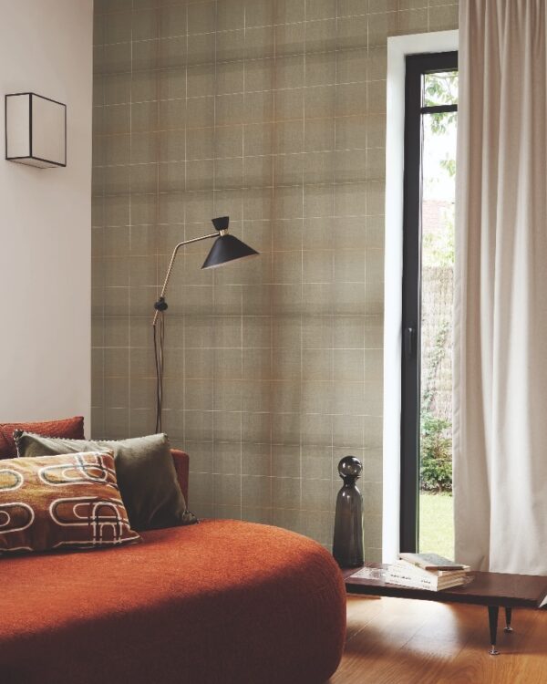 Casadeco Archie Kaki behang op de muur