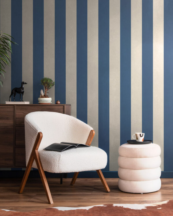 Dutch Wallcoverings INGK collectie gestreept behang blauw-wit