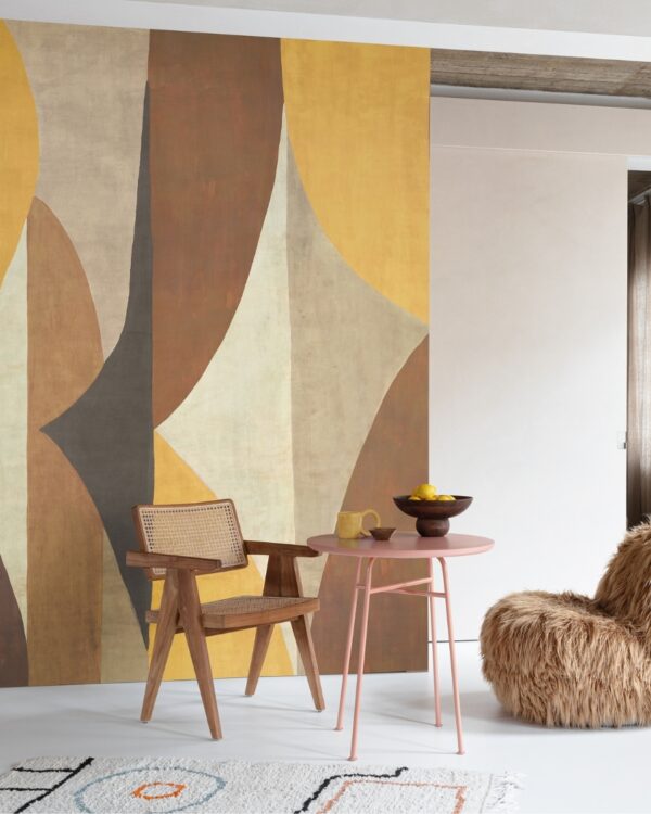 Bohemian interieur met gekleurd behang