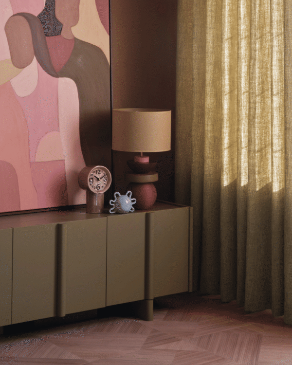 Inbetween gordijnen in een natuurlijke tint voor in de woonkamer
