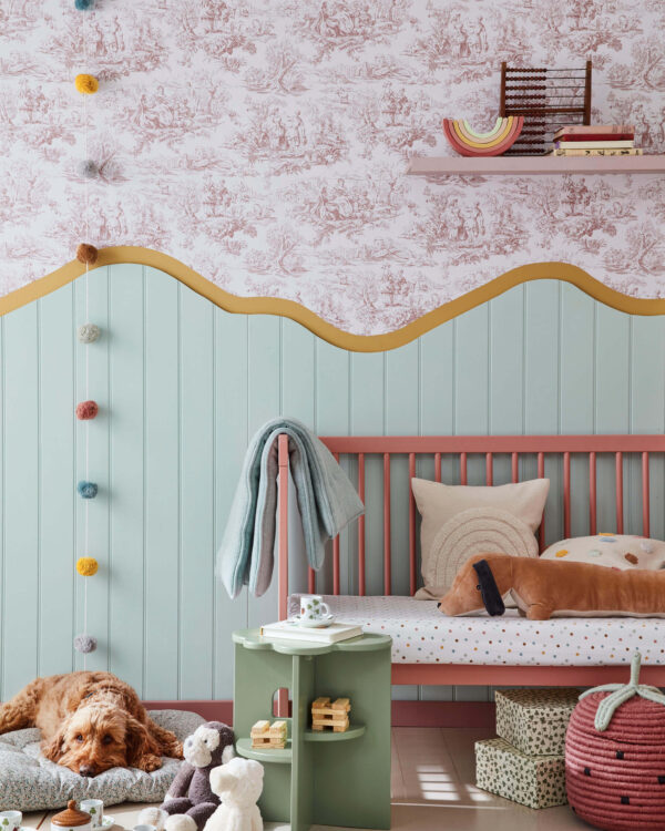 Little Green verf en behang Kinderkamer Lovers Toile Blush Light Peachblossom 3 Bassoon 336 Aquamarine Mid 284