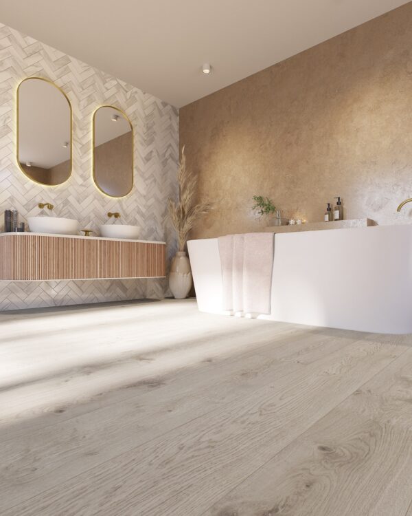 Vloeren Corepel duurzaam houtlook XL Wood Biel lichtgrijs