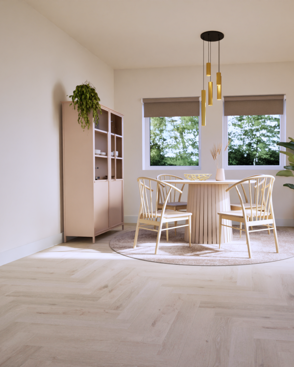 3D-ontwerp van rolgordijnen in de eetkamer