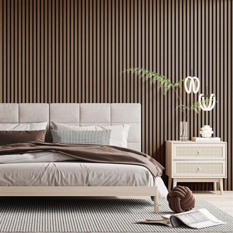 Luxe lattenwanden in walnoot