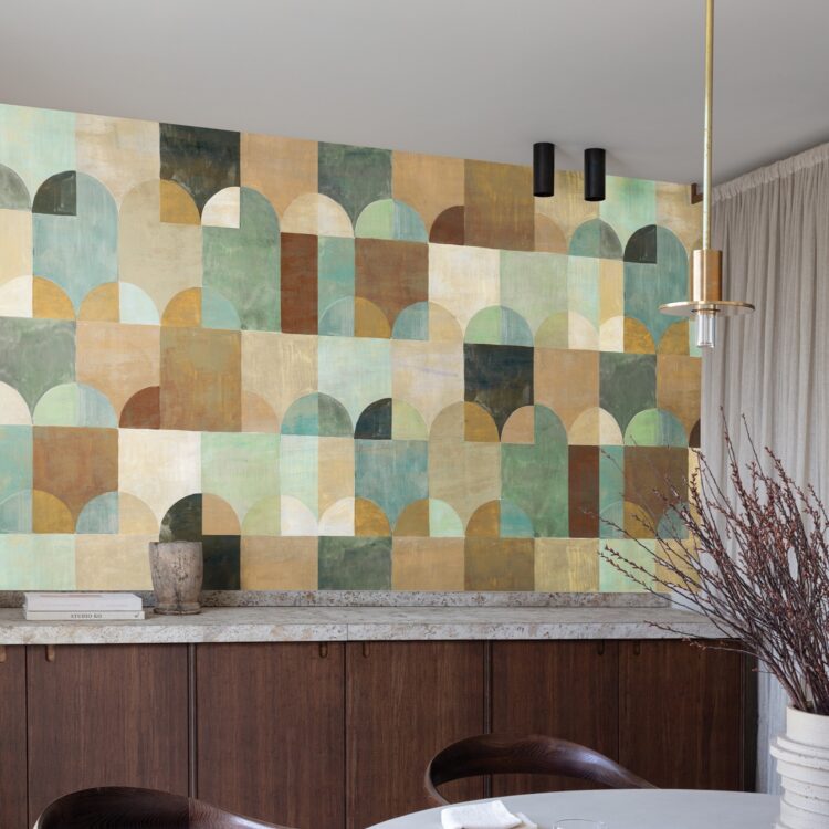 Behang Masureel Aquila Bruin Oranje Rechthoekig patroon