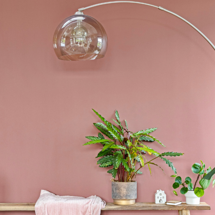 Oudroze muurverf van PPG in de woonkamer