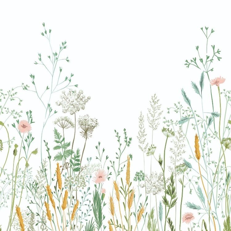 Behang van Caselio Herbarium, bloemenveld detail