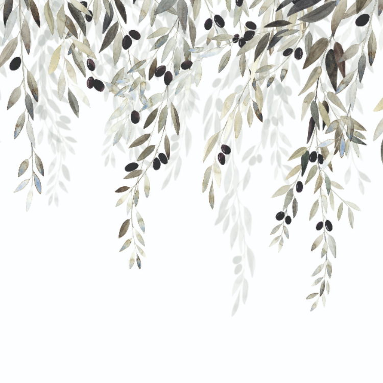 Behang van Casadeco Memory Tree Vert Olive, groenkleurige takken