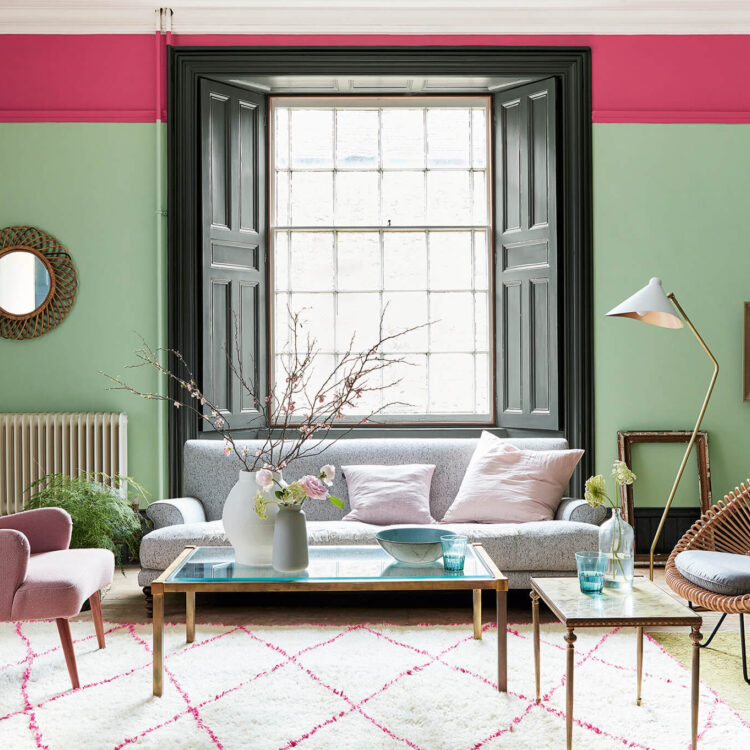 Little Greene Verf woonkamer Pea Green 91 Leather 191