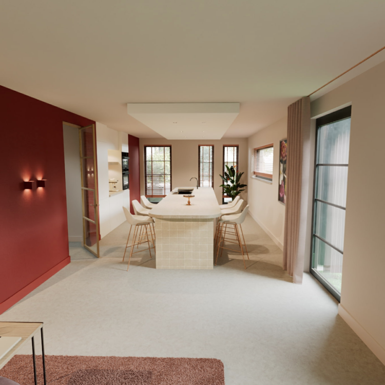 Woonkamer van de virtual tour met de vloer Concrete 3724 Orbit