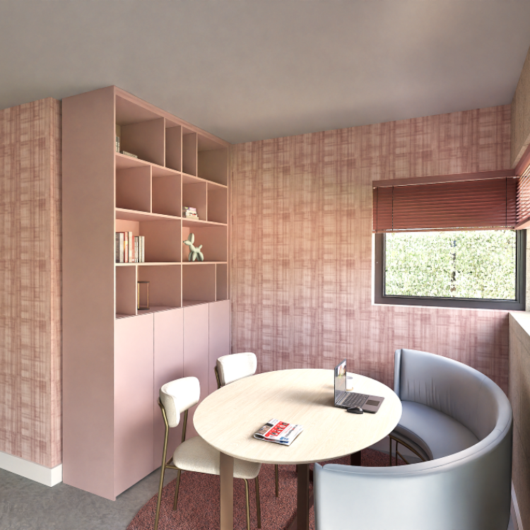 Virtual make-over - Vakkenkast van Allure in de werkkamer in de kleur Sandy Lilac
